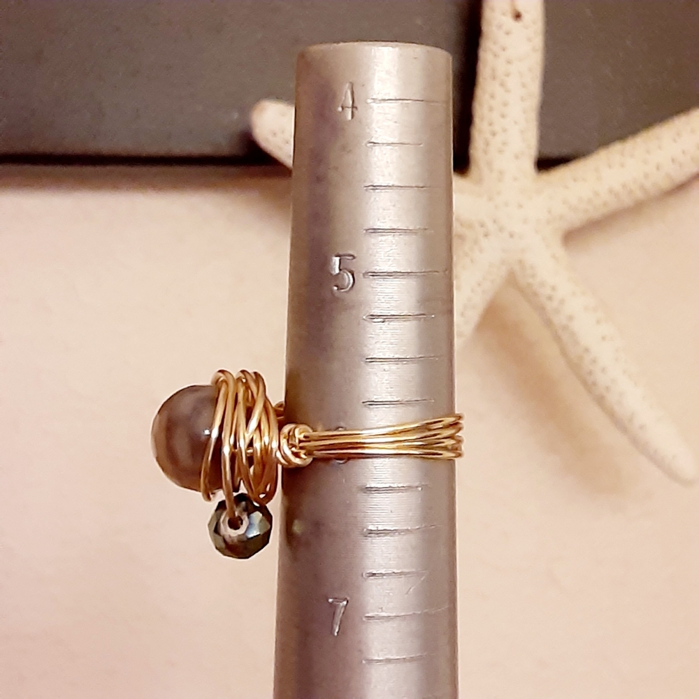 Boho Gold Wirewrapped Agate Ring - Picture 6 of 8
